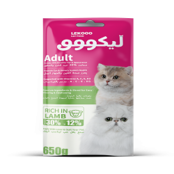  LEKOOO CAT FOOD Adult RICE IN LAMB 650g أكل قطط جاف6973033846225