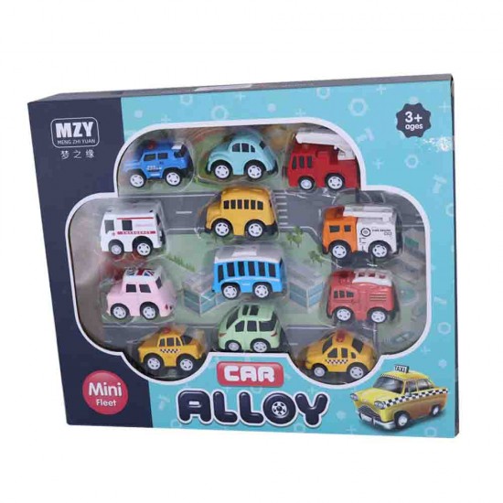 ALLOY CAR Mini FIeet ، 12 حزمة متنوعة من مجموعة سيارات حديدية صغيرة ، شاحنة سحب وألعاب سيارات للأولاد ، هدايا حفلات الأطفال 5 سم  مجموعة ألعاب سيارات مصبوبة 6153010149598